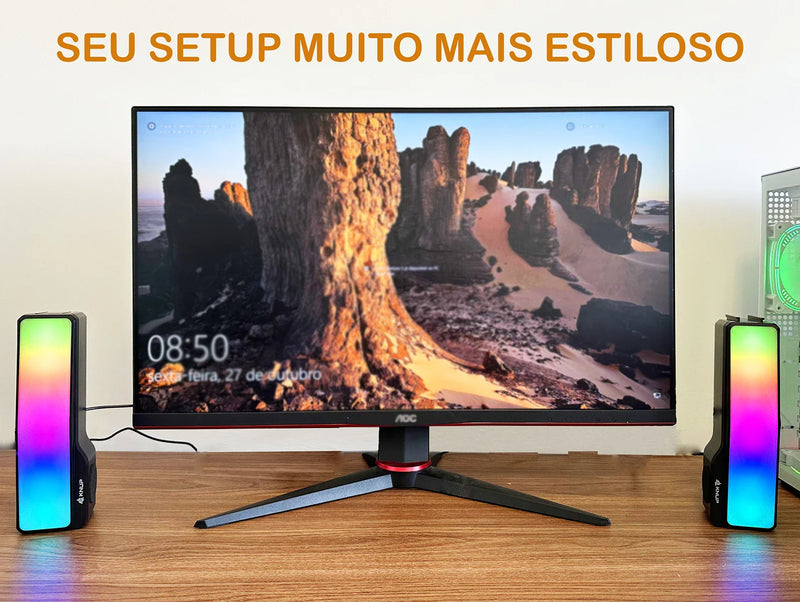 Caixa Som Caixinha Pc Computador Notebook Potente Led Rgb P2
