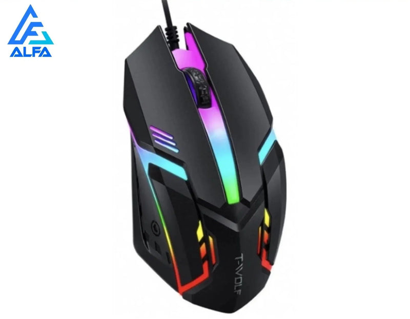 ALFA Mouse Gamer Usb 3200dpi Led Rgb Com Fio JX-M20